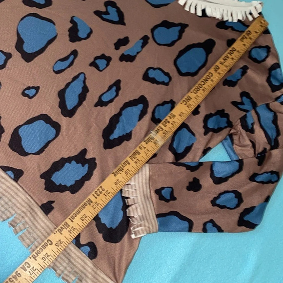 MISSLOOK scooped neck long sleeve sweater bold animal print fringe hems size 2X - Picture 10 of 11